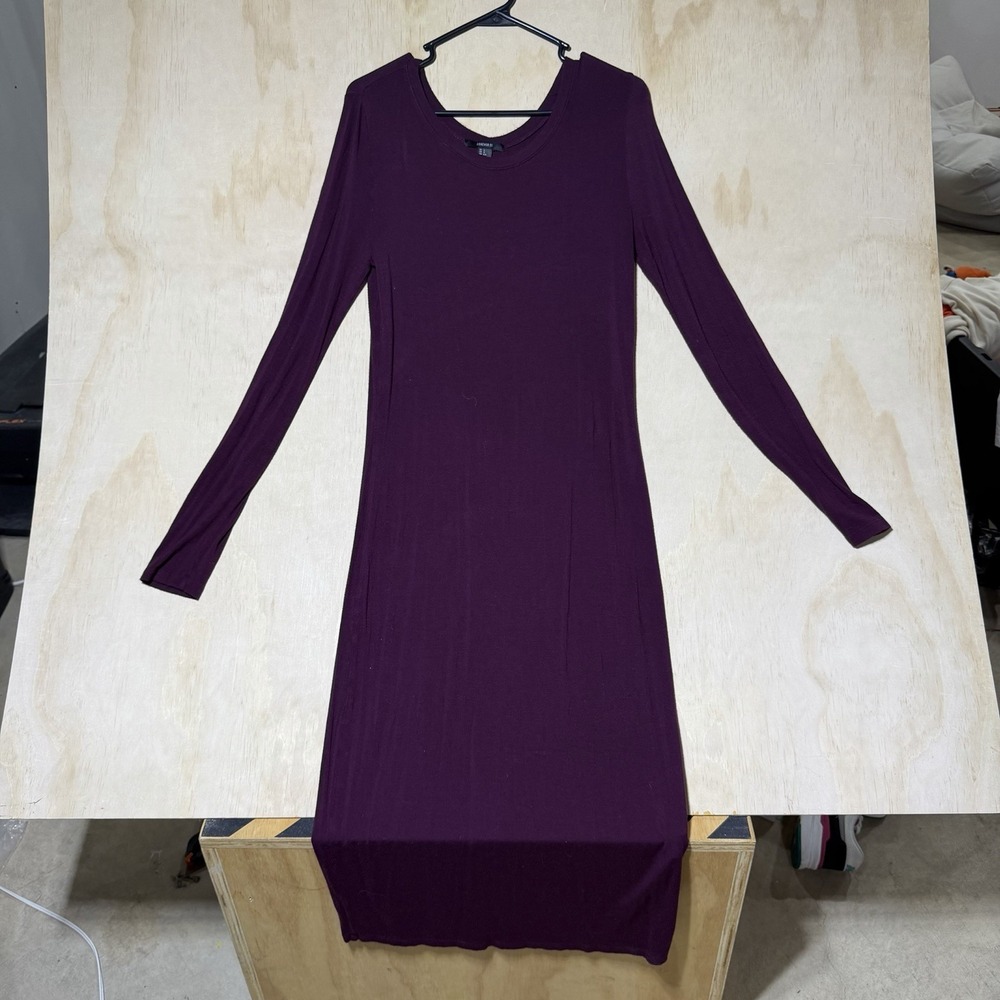Forever 21 Women's Large Purple Long Sleeve Bodycon Midi Dress Stretch Casual